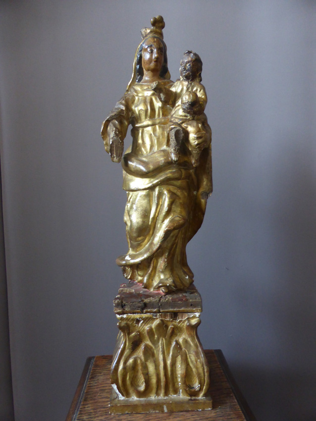 Vierge à l'Enfant, Bois Polychrome, XVIIème Siècle, Italie