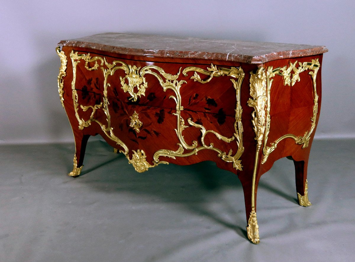 Grande Commode Louis XV époque XIX-photo-8