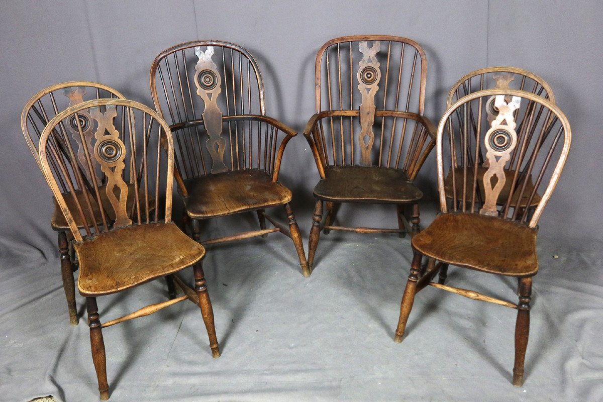 Queen Anne Armchairs And Chairs Set-photo-4