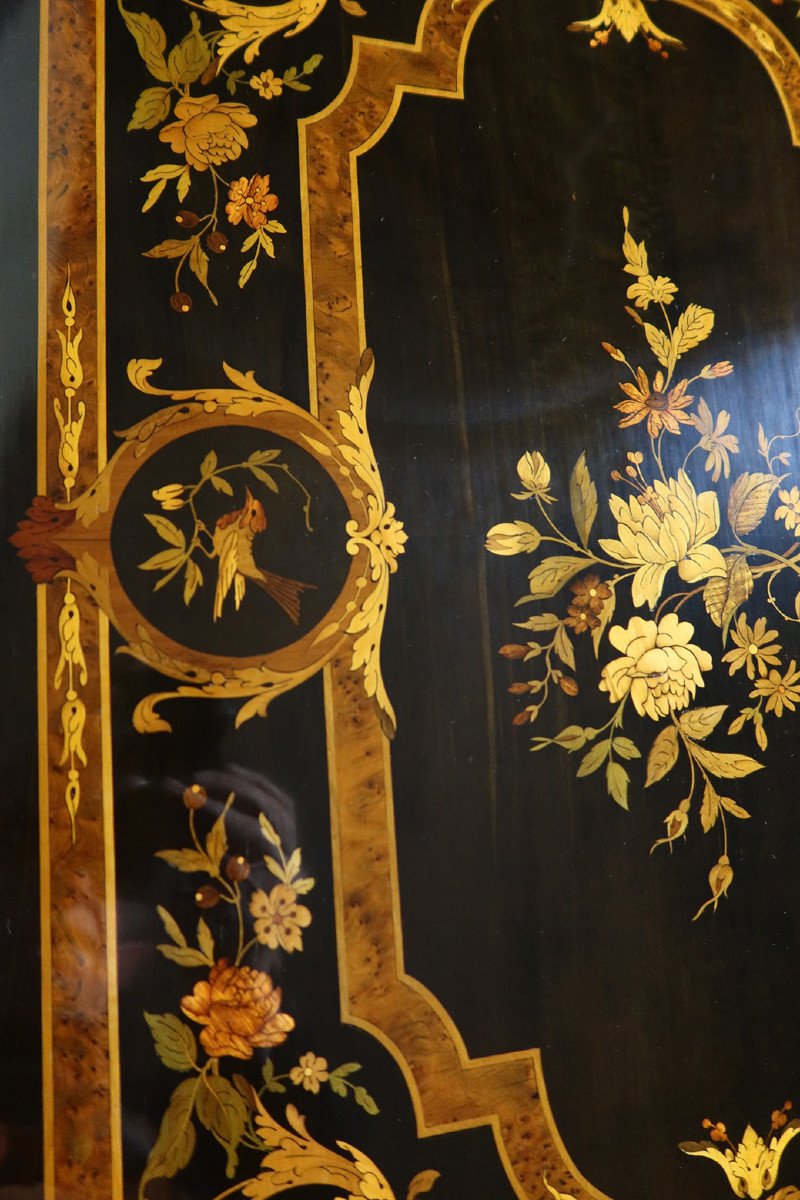 Napoleon III Table In Marquetry Dated 1888-photo-2