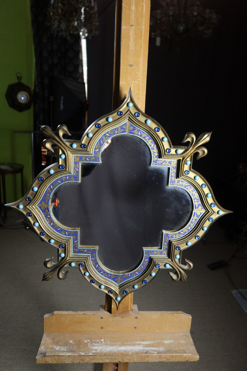 Miroir En Bronze Et Cloisonné -photo-4