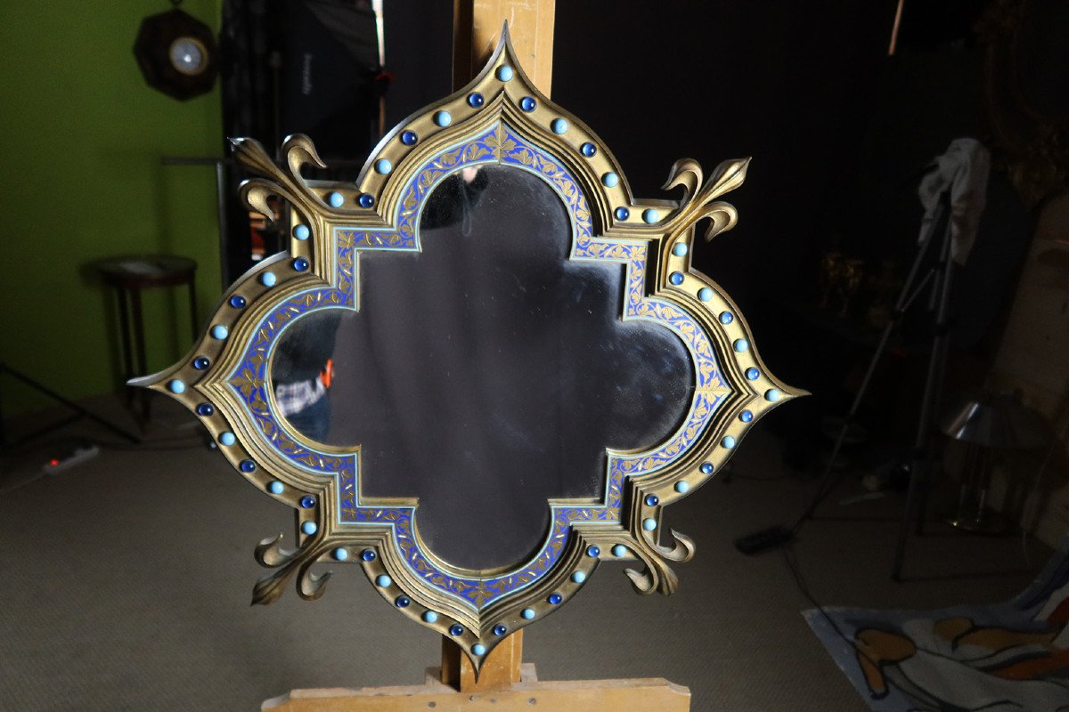 Miroir En Bronze Et Cloisonné -photo-5