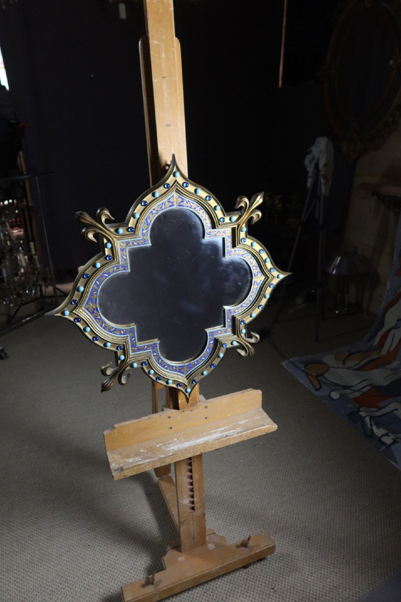 Bronze And Cloisonne Mirror-photo-6