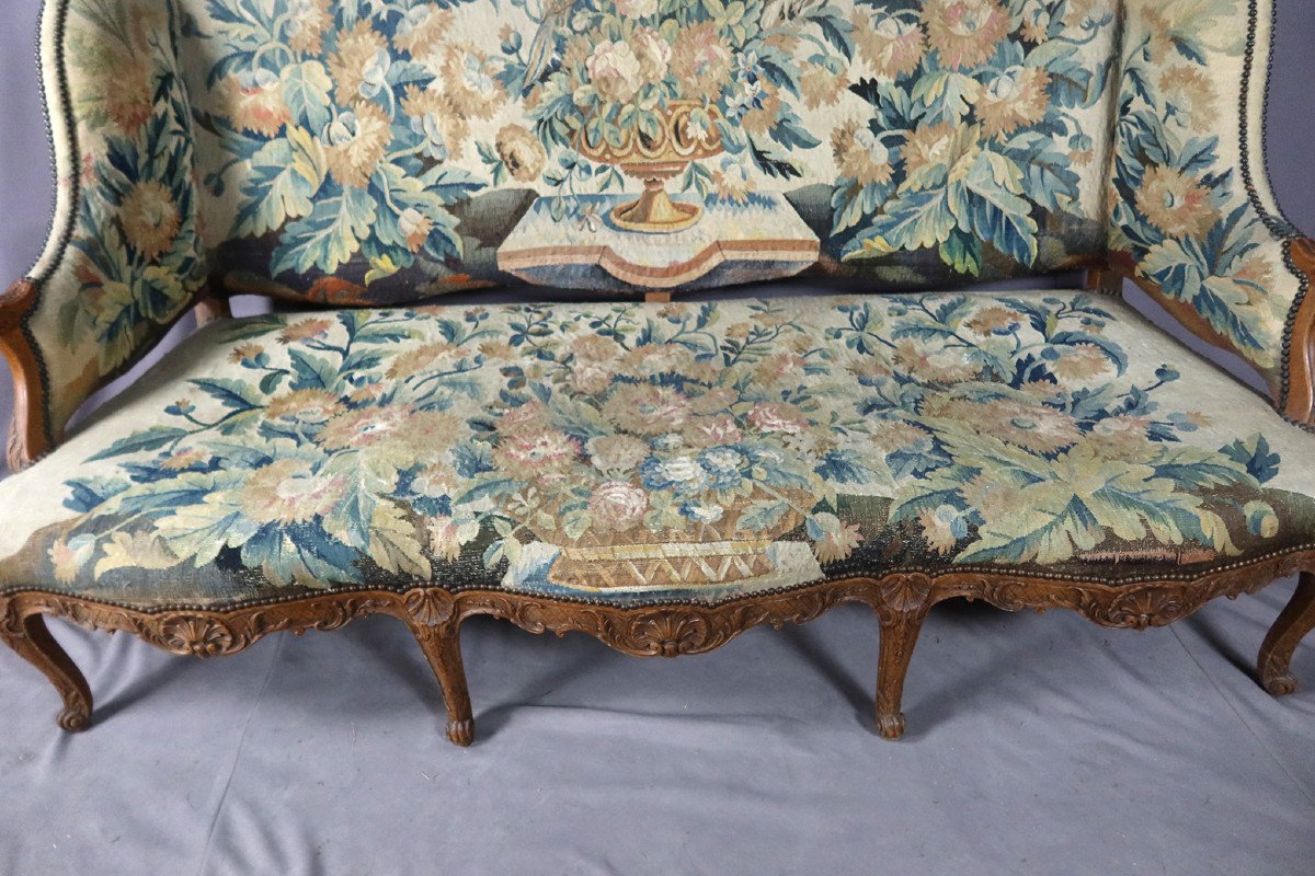 Louis XV Sofa In Aubusson XIX Tapestry-photo-2