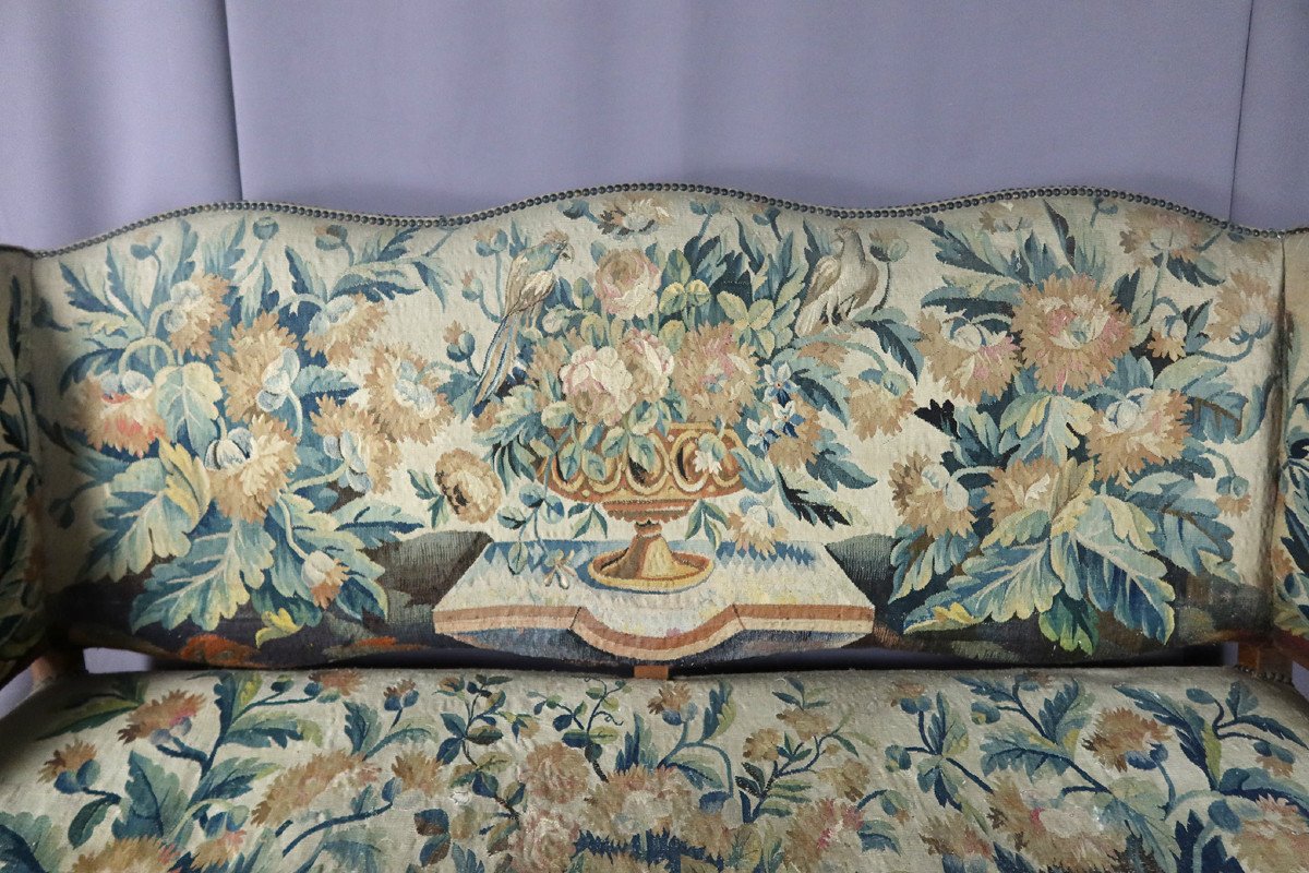 Louis XV Sofa In Aubusson XIX Tapestry-photo-3