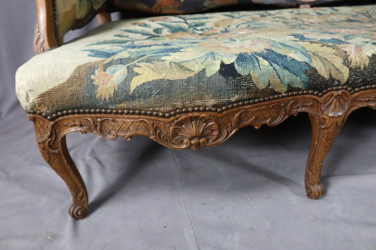 Louis XV Sofa In Aubusson XIX Tapestry-photo-1