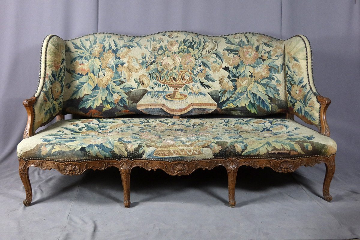 Louis XV Sofa In Aubusson XIX Tapestry-photo-7