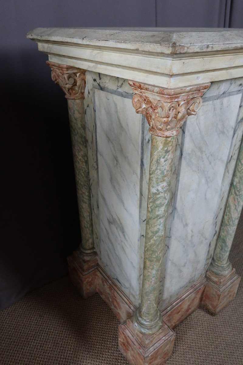 Pair Of Large Faux Marble Painted Wooden Stands-photo-1