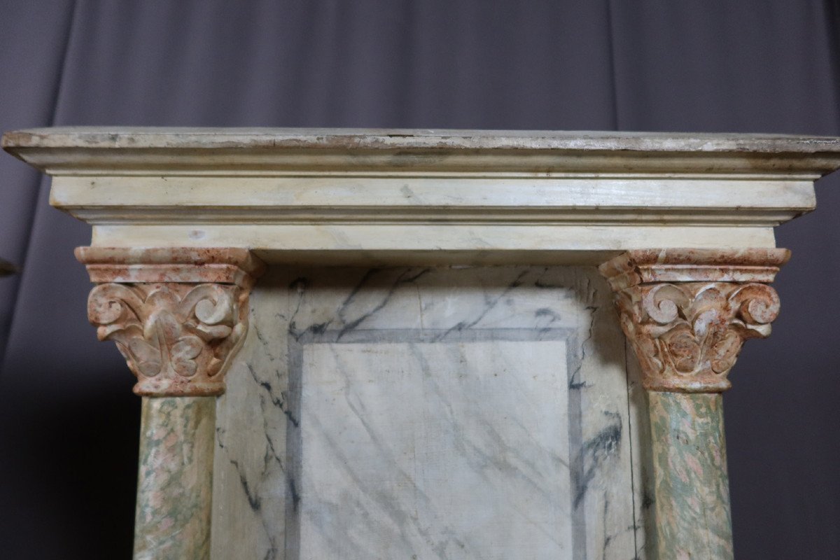 Pair Of Large Faux Marble Painted Wooden Stands-photo-5