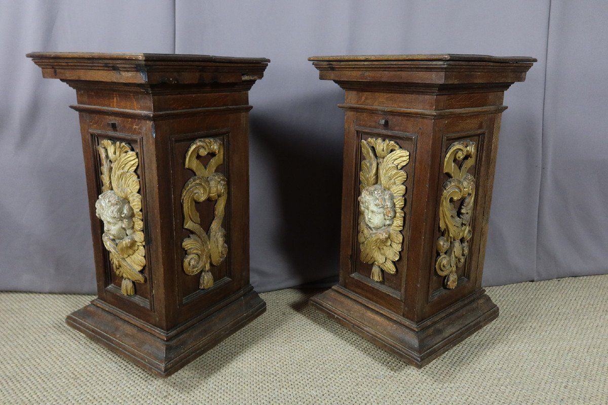 Pair Of Large Sellettes With Cherubs End XVIII-photo-7