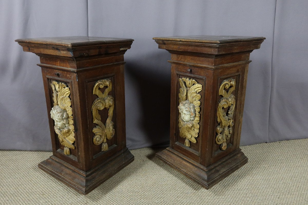 Pair Of Large Sellettes With Cherubs End XVIII