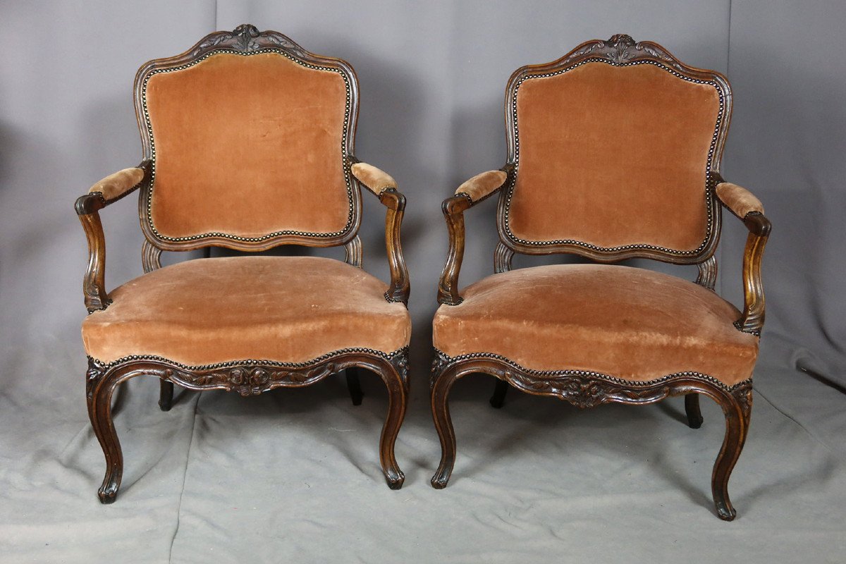 Pair Of Louis XV Armchairs XVIII Time-photo-2