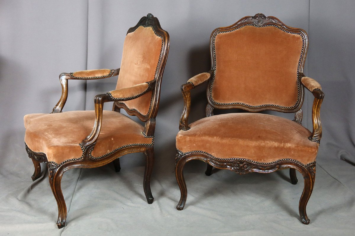 Pair Of Louis XV Armchairs XVIII Time