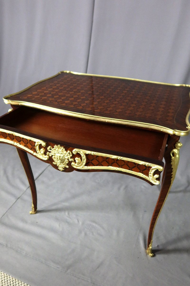 Salon Table In Marquetry XIX-photo-2