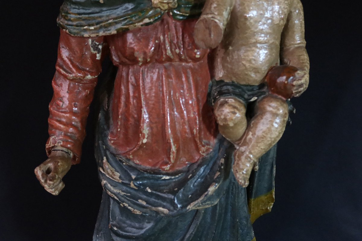 Sculpture " Vierge à l'enfant " XVIII-photo-1