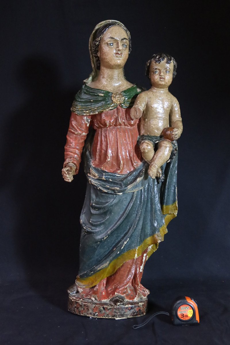 Sculpture " Vierge à l'enfant " XVIII