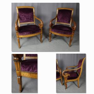 Charles X Armchairs In Speckled Maple