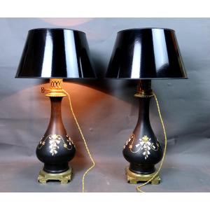 Pair Of Electrified Napoleon III Lamps