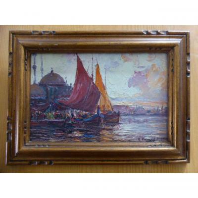 Table "bosphorus Shore" Signed Robert Dumont-duparc