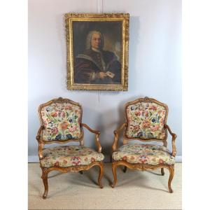 Paire De Fauteuils Louis XV époque XVIIIème Siècle