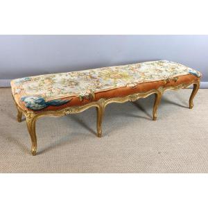 Large Louis XV Style Gilded Wooden Bench