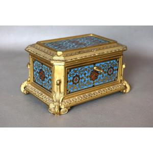 Coffret  en bronze émaillé Napoléon III