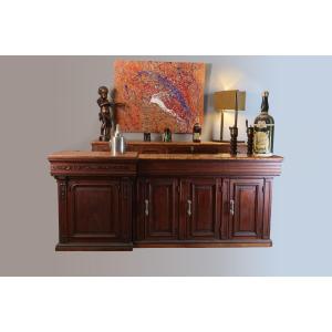 Large Bar And Its Back Cabinet In Oak