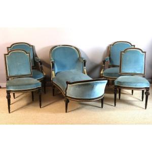 Salon Napoléon III en bois peint époque XIXème siècle