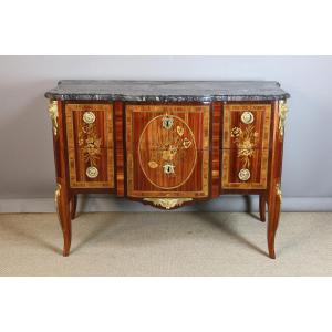 Transitional Marquetry Commode Stamped Martin Ohneberg With The Guild Mark