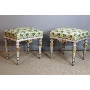 Pair Of Louis XVI Stools, 19th Century