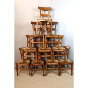 Suite Of Ten 19th Century Straw-covered Chairs
