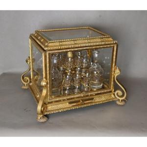 19th-century Gilded Bronze Liquor Cabinet