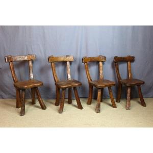 Set Of Four Brutalist-style Chairs