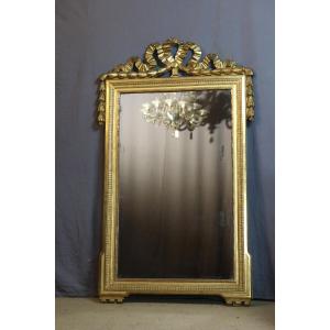 Large Louis XVI-style Gilded Wooden Mirror