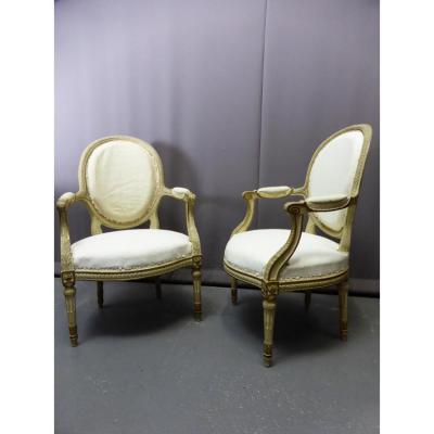 Paire De Fauteuils Style Louis XVI