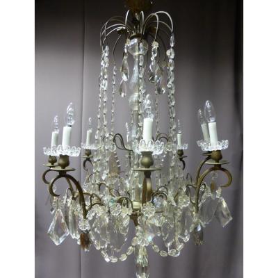 Lustre Bronze Et Cristal XIX