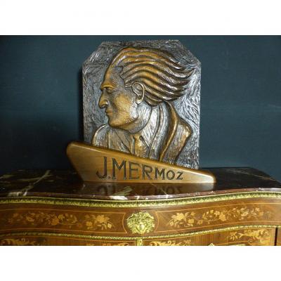 Panneau Sculpté à l'Effigie De Mermoz