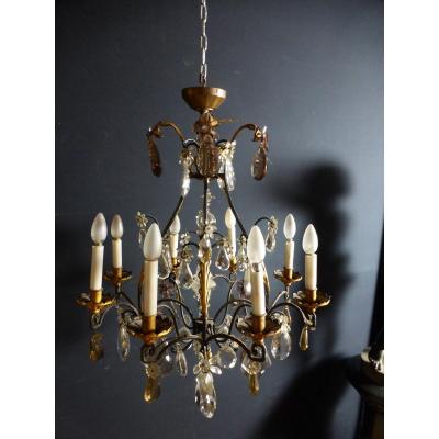 Wrought Iron And Gilded Cage Chandelier