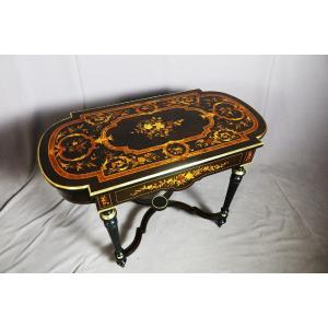 Napoleon III Table In Marquetry Dated 1888