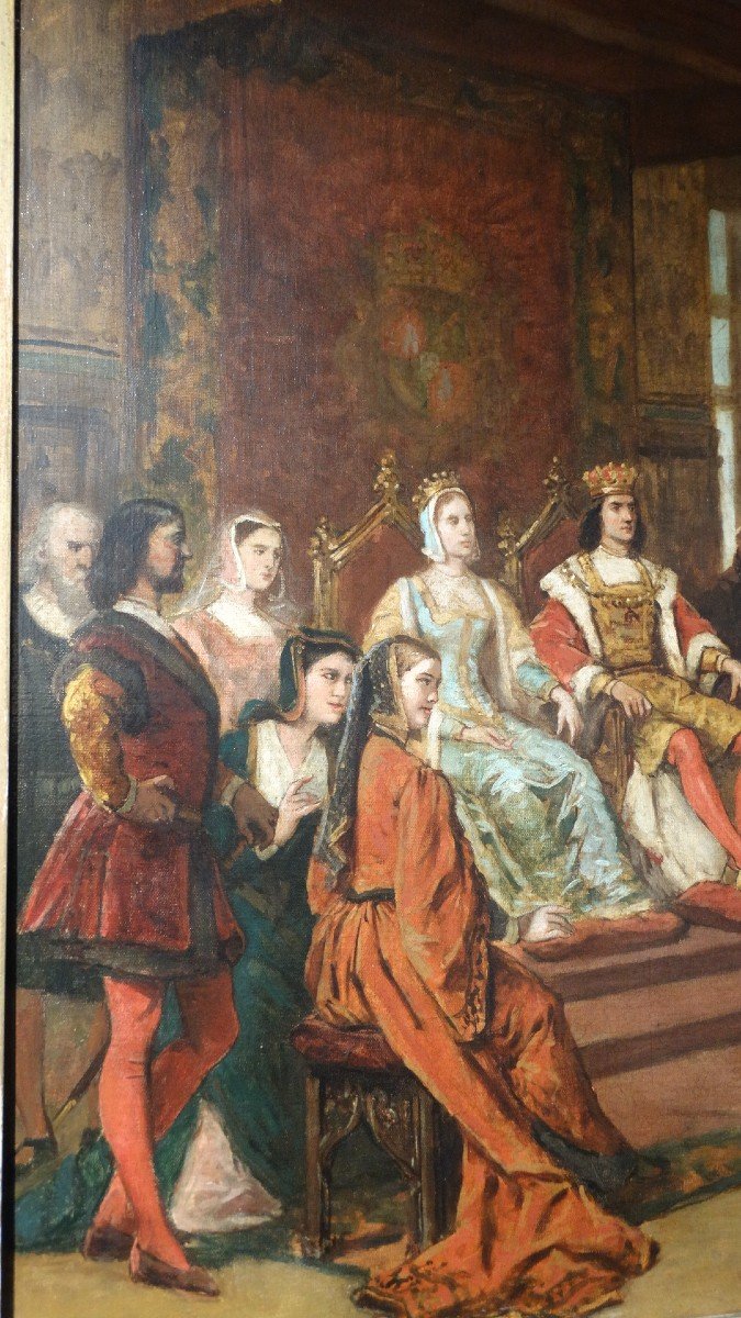 Christopher Columbus Presenting Native Americans To The Court Of Ferdinand Of Spain By Bakalowicz-photo-3