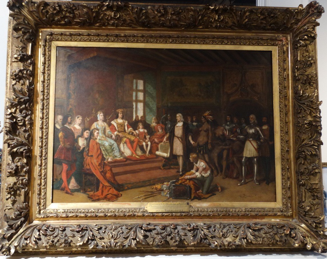 Christopher Columbus Presenting Native Americans To The Court Of Ferdinand Of Spain By Bakalowicz