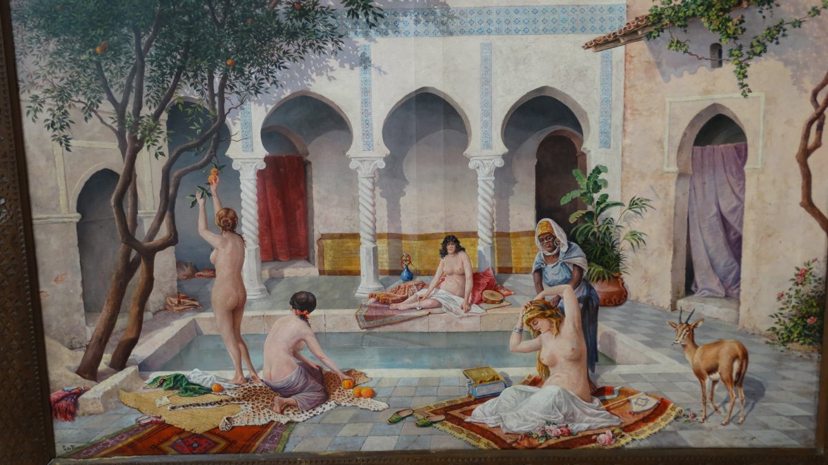 La Toilette au Harem (Gaspard de Toursky)  tableau Orientaliste-photo-2