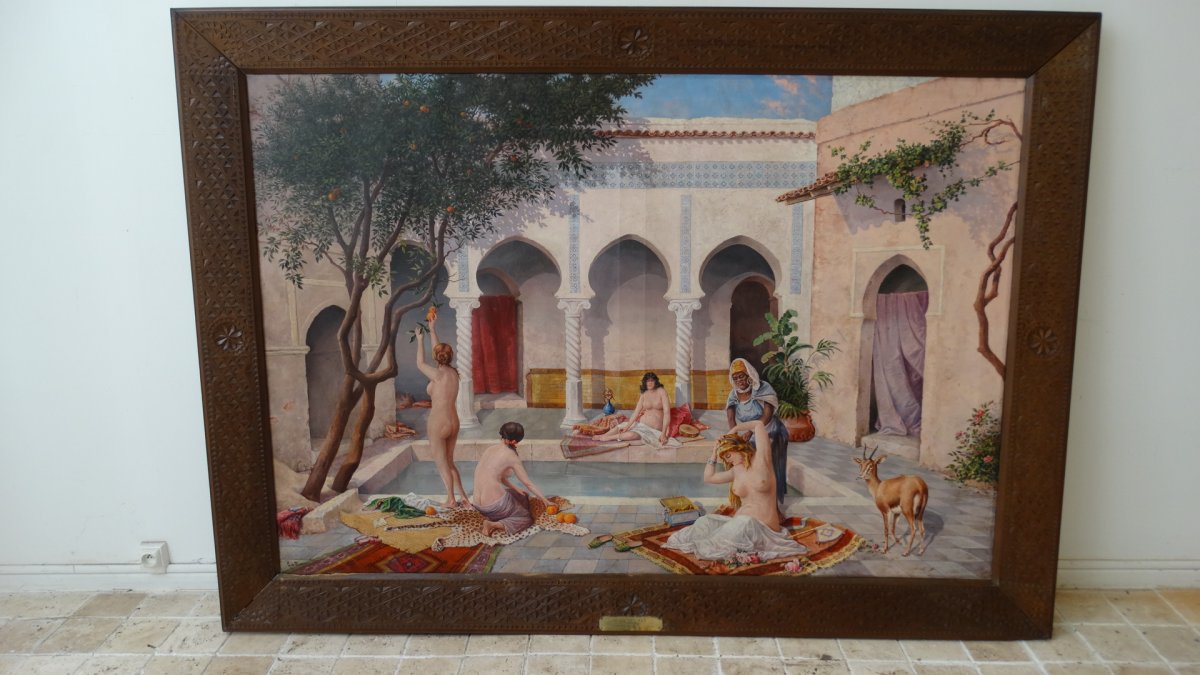 La Toilette au Harem (Gaspard de Toursky)  tableau Orientaliste