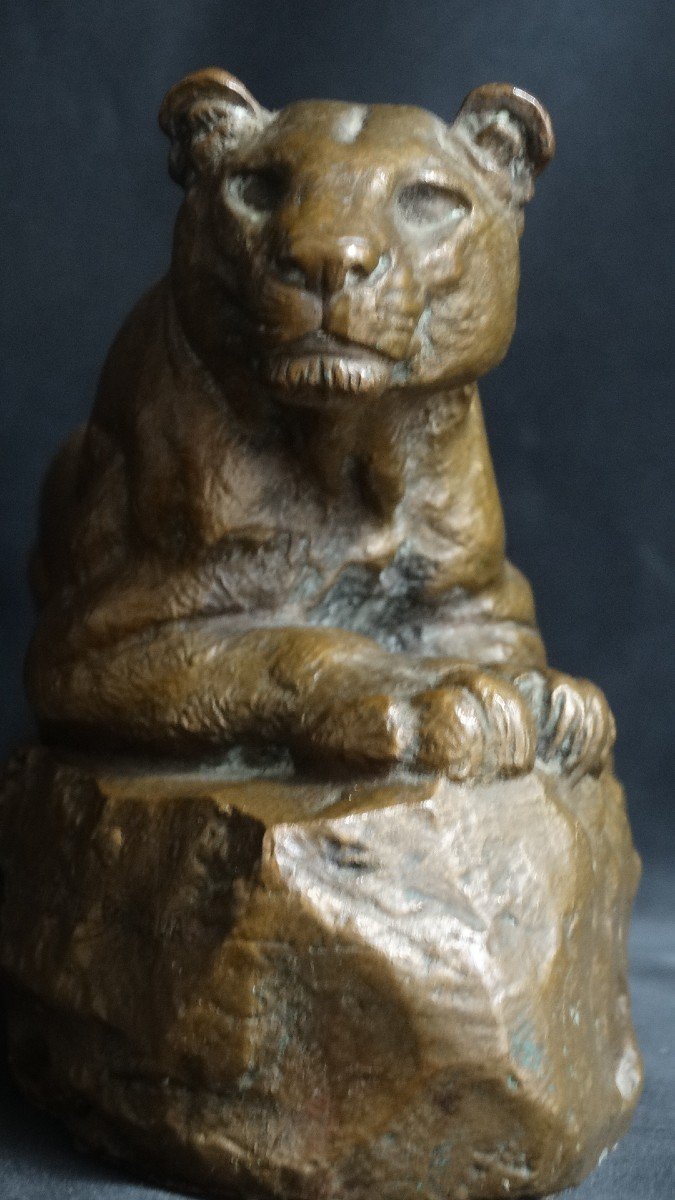 Panther Of Tunis No 1 By Antoine-louis Barye Cast Barbedienne Gold Stamp-photo-2
