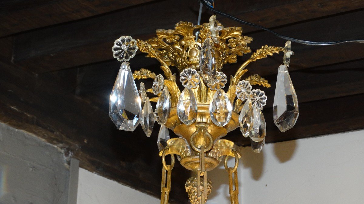 9-light Bronze Chandelier With Eagle Head Pendants-photo-3