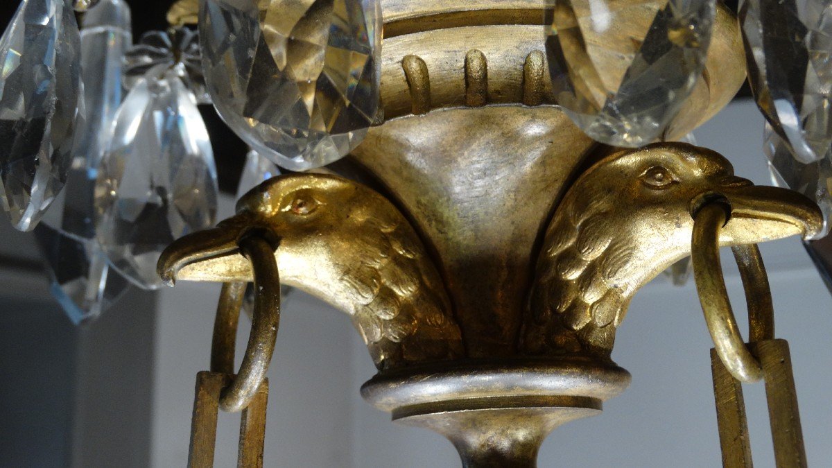 9-light Bronze Chandelier With Eagle Head Pendants-photo-2