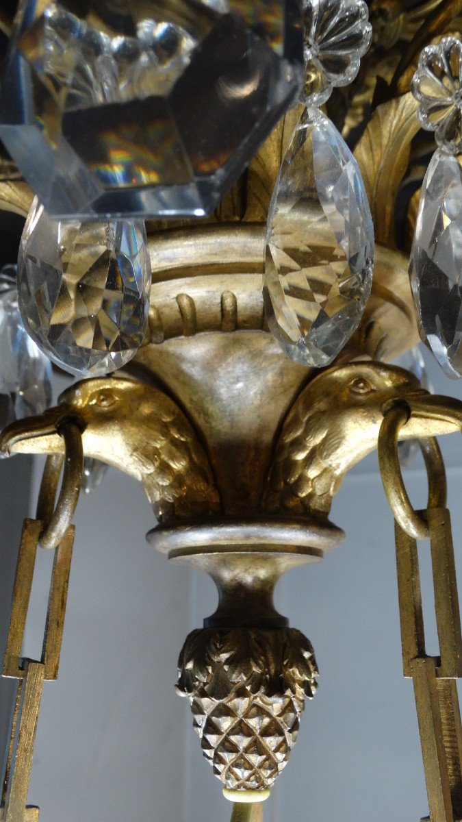 9-light Bronze Chandelier With Eagle Head Pendants-photo-4