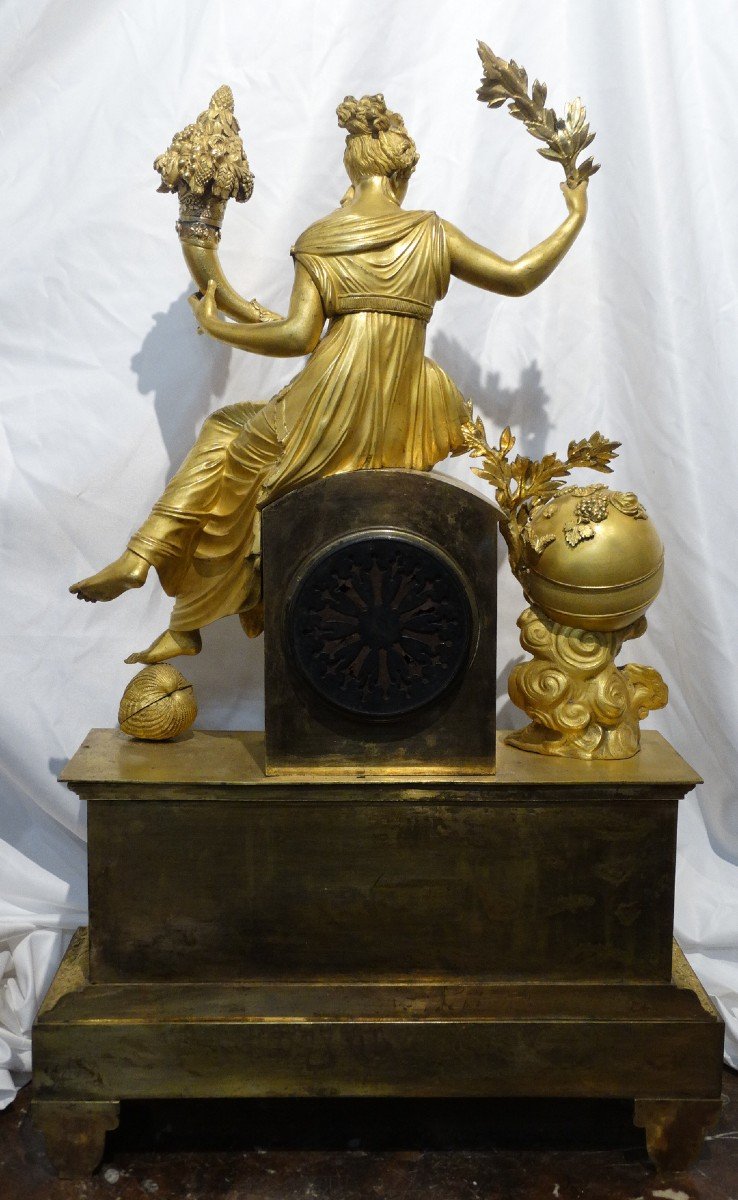 Gilt Bronze Pendulum. Restoration "goddess With The Cornucopia"-photo-5