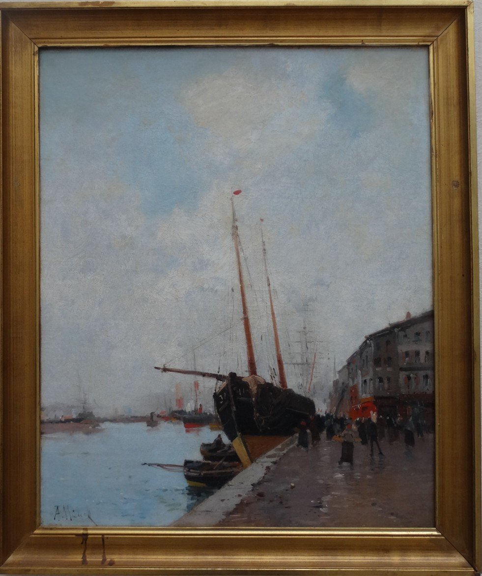 Quay Animated In Normandy By Galien-laloue