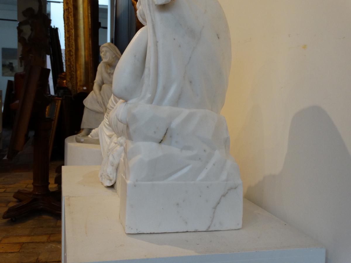 Une Jeune Femme à l'Antique(Cléopatre ) en marbre de Carrare par Pierre Julien-photo-2